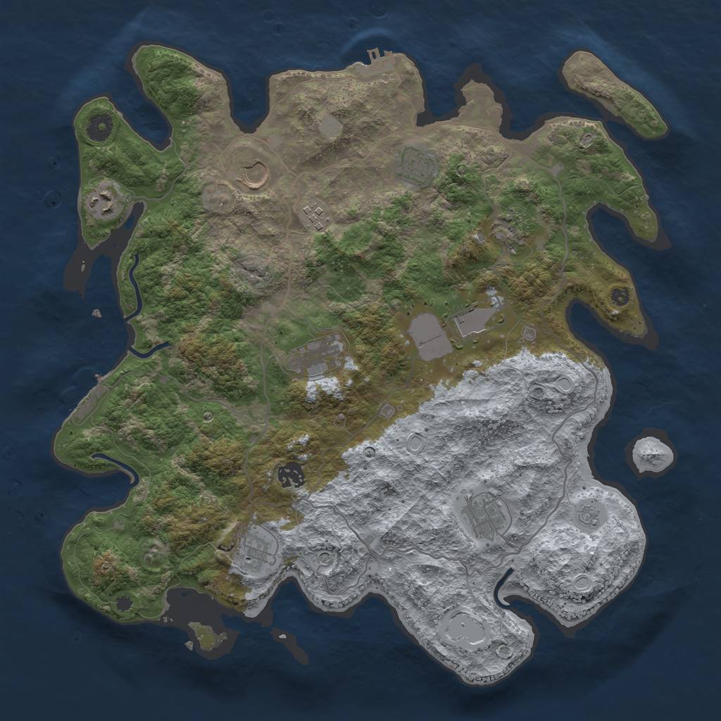 Rust Map: Procedural Map, Size: 4000, Seed: 7154, 19 Monuments