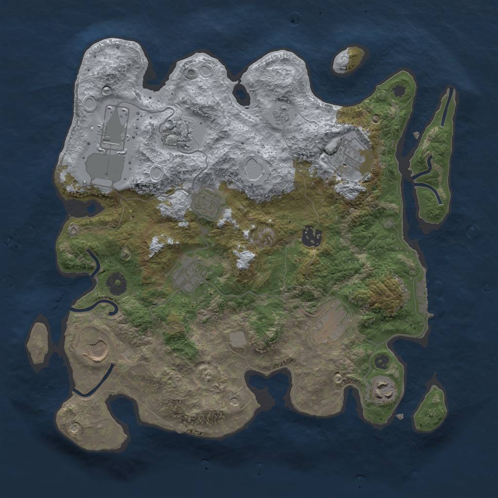 Rust Map: Procedural Map, Size: 3500, Seed: 1103, 17 Monuments