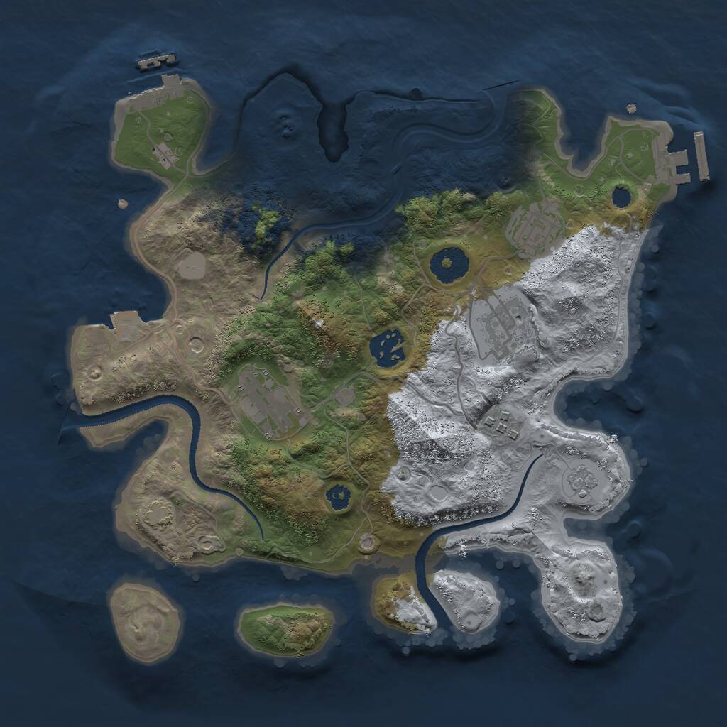 Rust Map: Procedural Map, Size: 3000, Seed: 1733721628, 11 Monuments