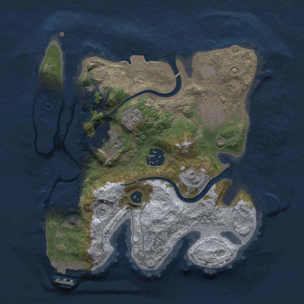 Rust Map: Procedural Map, Size: 2500, Seed: 232456, 8 Monuments