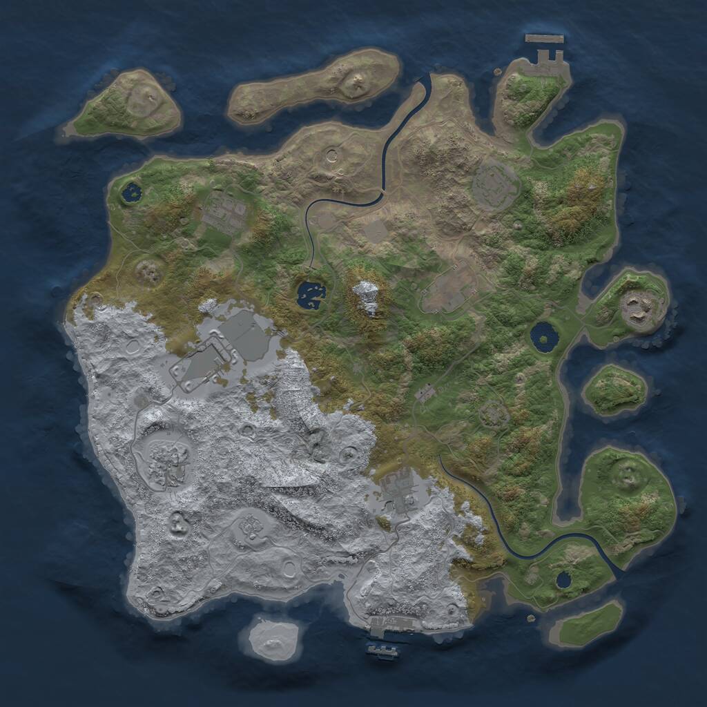 Rust Map: Procedural Map, Size: 3700, Seed: 275213, 14 Monuments