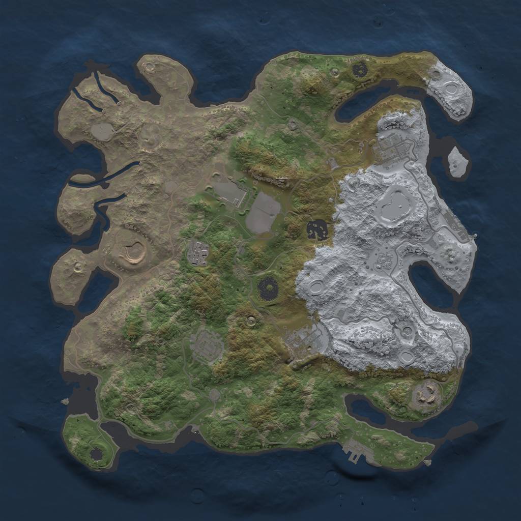 Rust Map: Procedural Map, Size: 3500, Seed: 4818841, 17 Monuments