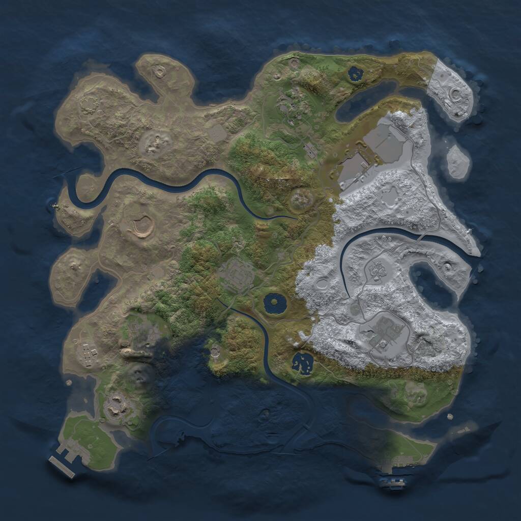 Rust Map: Procedural Map, Size: 3500, Seed: 4818841, 15 Monuments