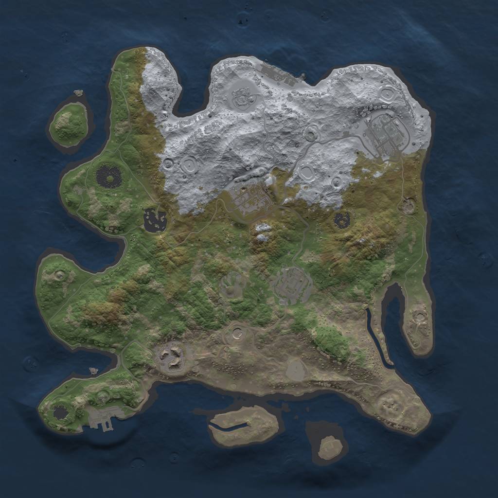Rust Map: Procedural Map, Size: 3000, Seed: 7734, 14 Monuments