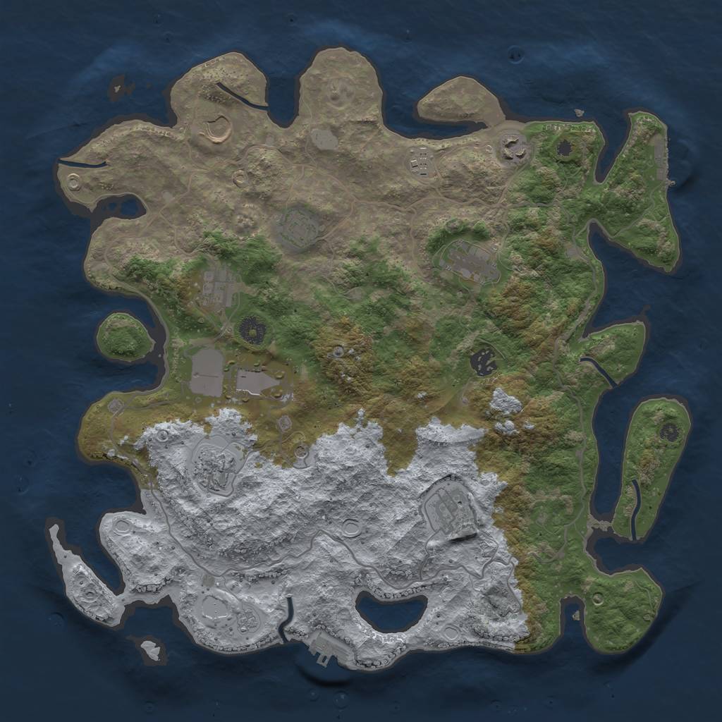 Rust Map: Procedural Map, Size: 4000, Seed: 453632, 19 Monuments