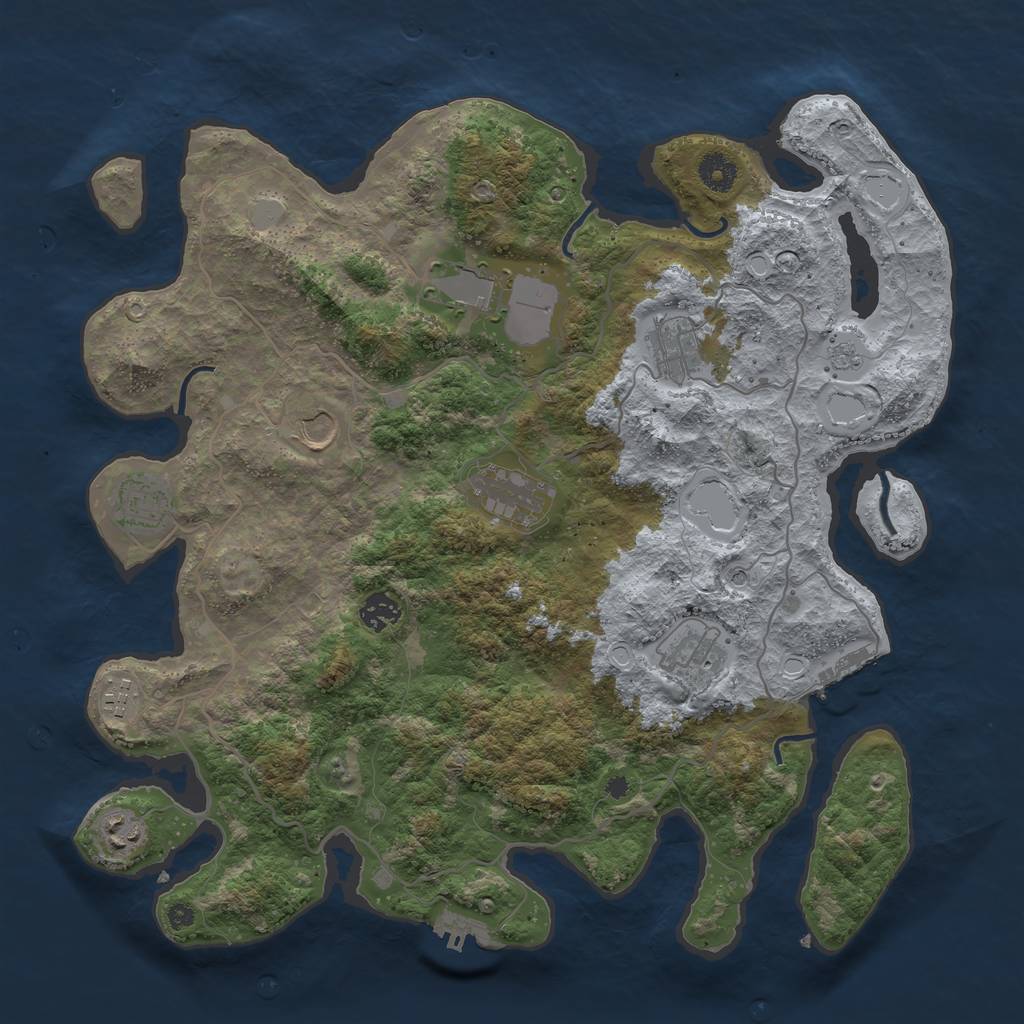 Rust Map: Procedural Map, Size: 4000, Seed: 90311410, 18 Monuments