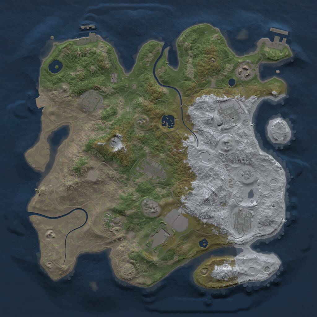 Rust Map: Procedural Map, Size: 3500, Seed: 378892, 14 Monuments