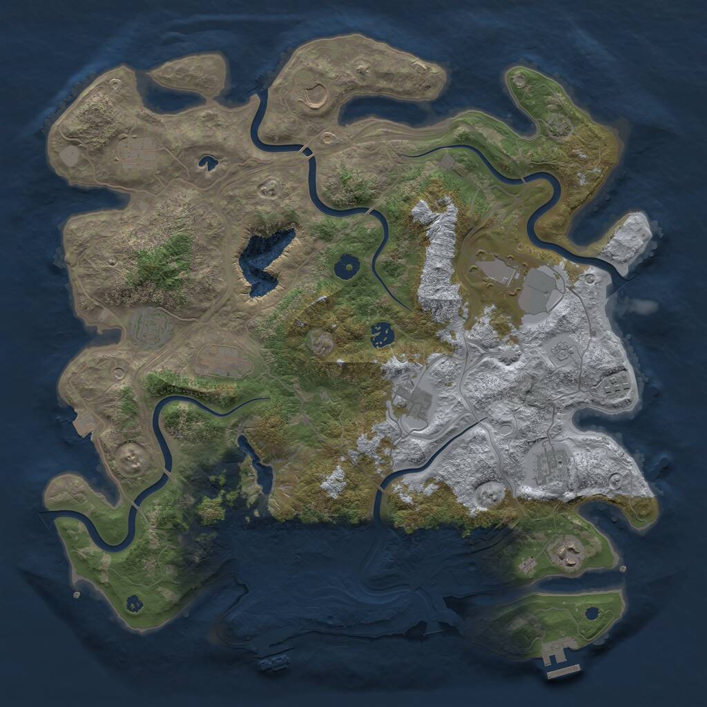 Rust Map: Procedural Map, Size: 4251, Seed: 4, 16 Monuments
