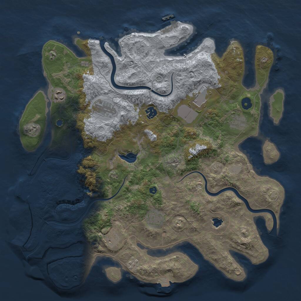 Rust Map: Procedural Map, Size: 4000, Seed: 60207, 14 Monuments