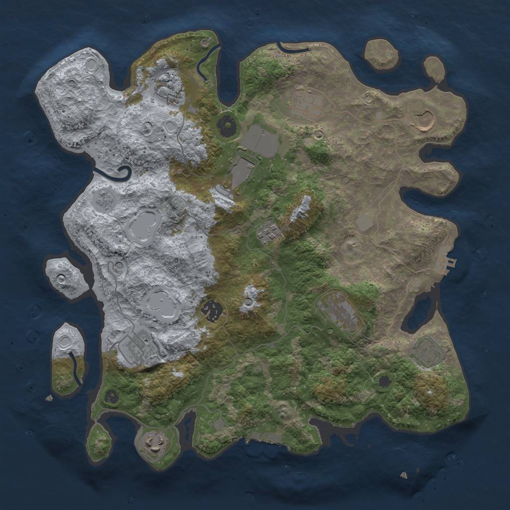 Rust Map: Procedural Map, Size: 3700, Seed: 345, 19 Monuments