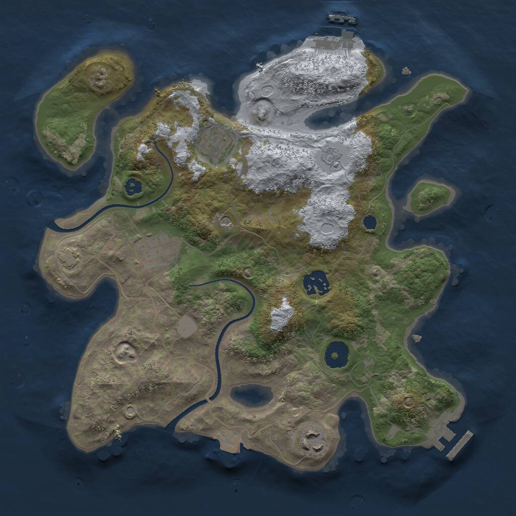 Rust Map: Procedural Map, Size: 3000, Seed: 93345, 10 Monuments