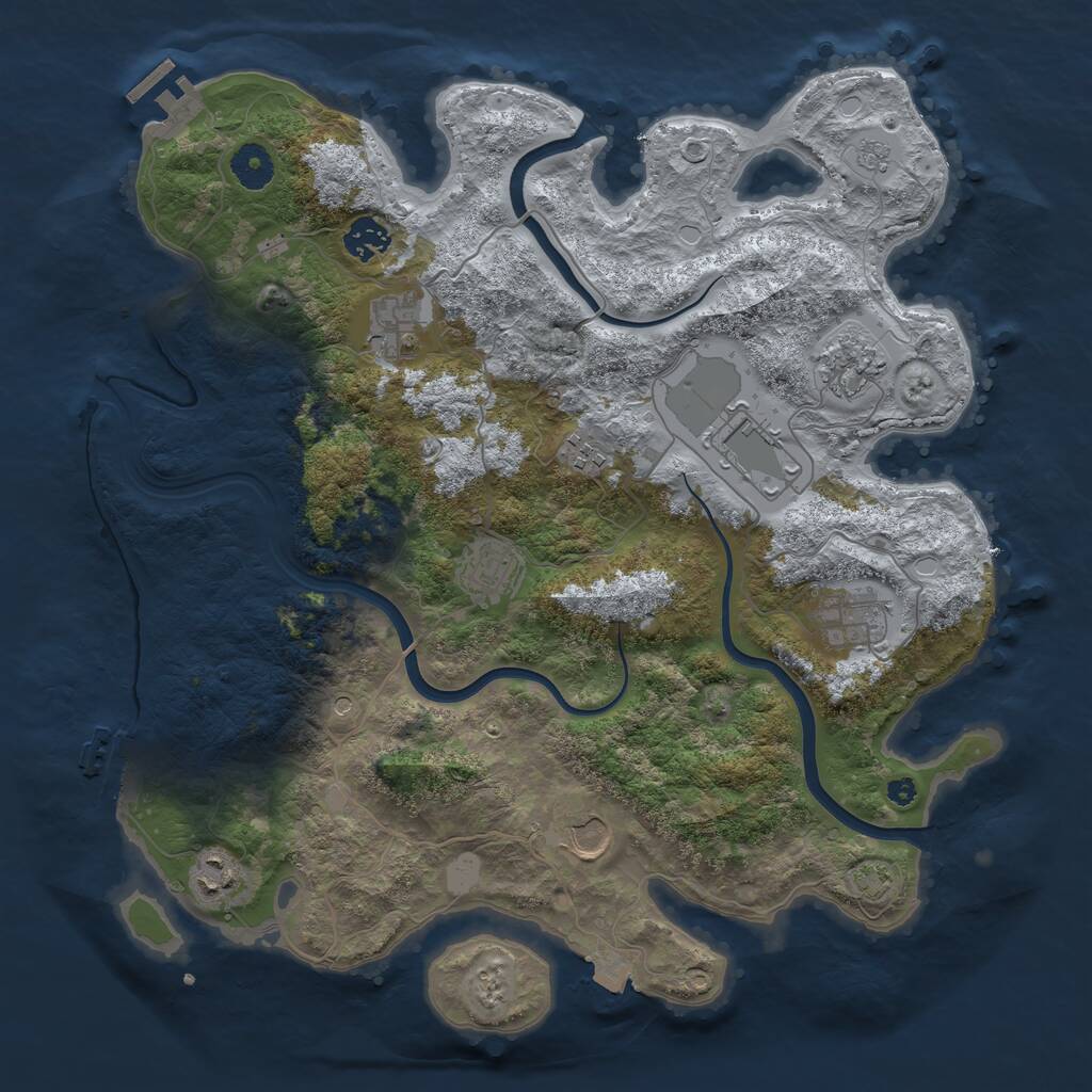 Rust Map: Procedural Map, Size: 3800, Seed: 3333, 15 Monuments
