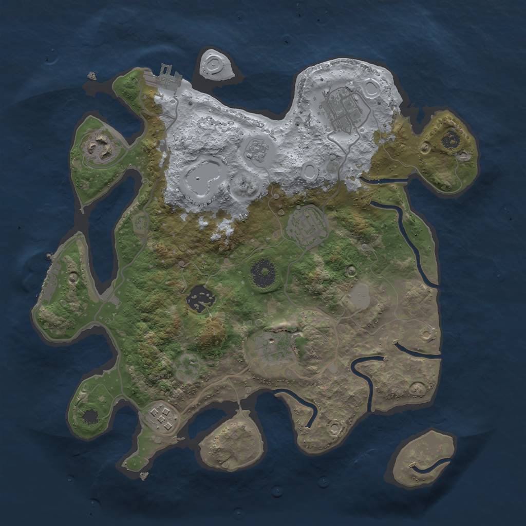 Rust Map: Procedural Map, Size: 3000, Seed: 4368750, 14 Monuments