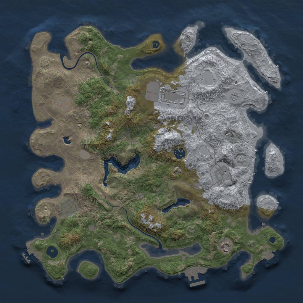 Rust Map: Procedural Map, Size: 4000, Seed: 280659, 12 Monuments