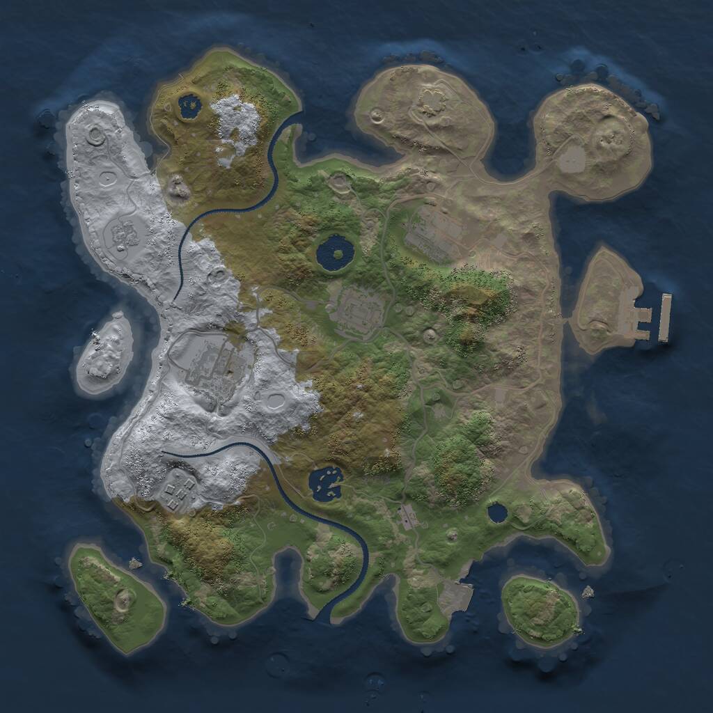Rust Map: Procedural Map, Size: 3000, Seed: 16772, 9 Monuments