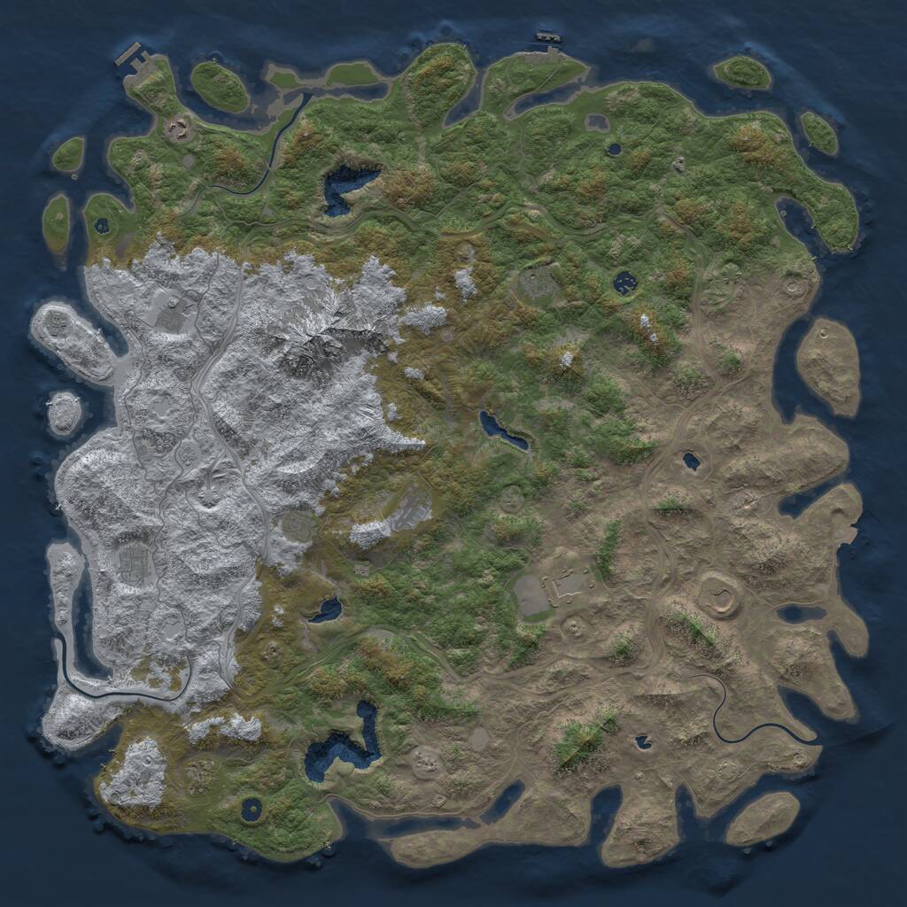 Rust Map: Procedural Map, Size: 6000, Seed: 2062478533, 17 Monuments
