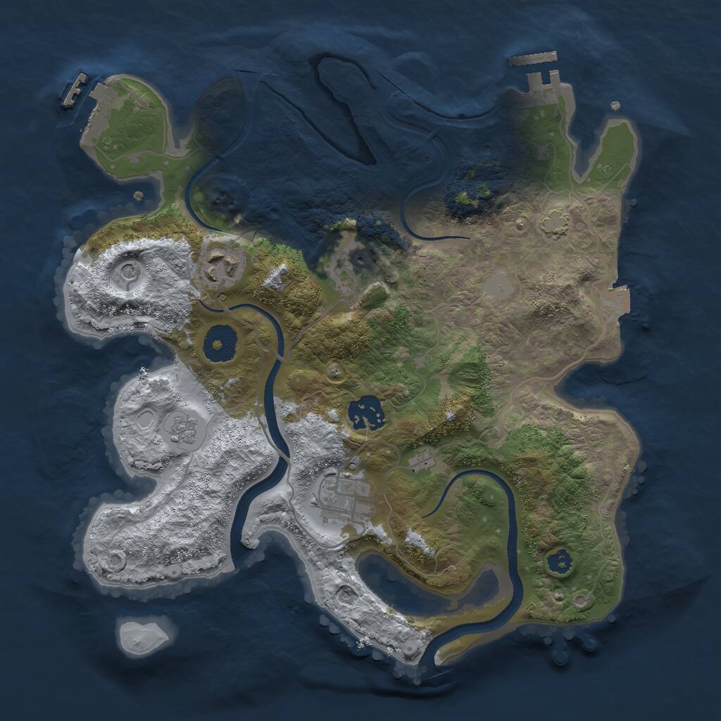 Rust Map: Procedural Map, Size: 3000, Seed: 27756, 10 Monuments