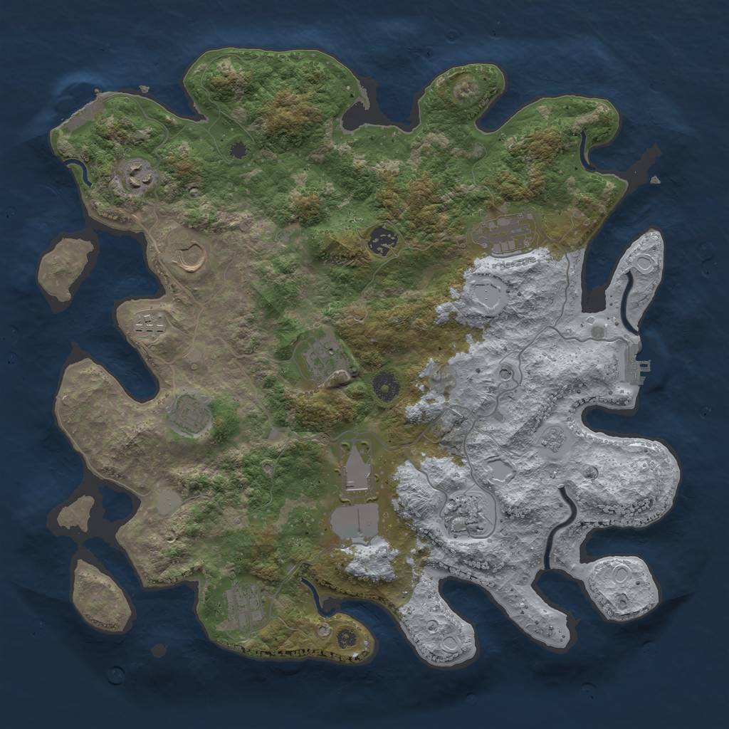 Rust Map: Procedural Map, Size: 3900, Seed: 500500, 19 Monuments