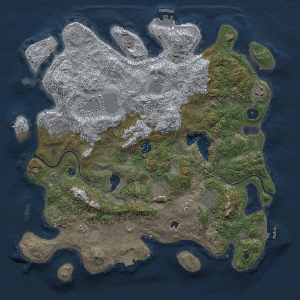 Rust Map: Procedural Map, Size: 4000, Seed: 966685, 14 Monuments