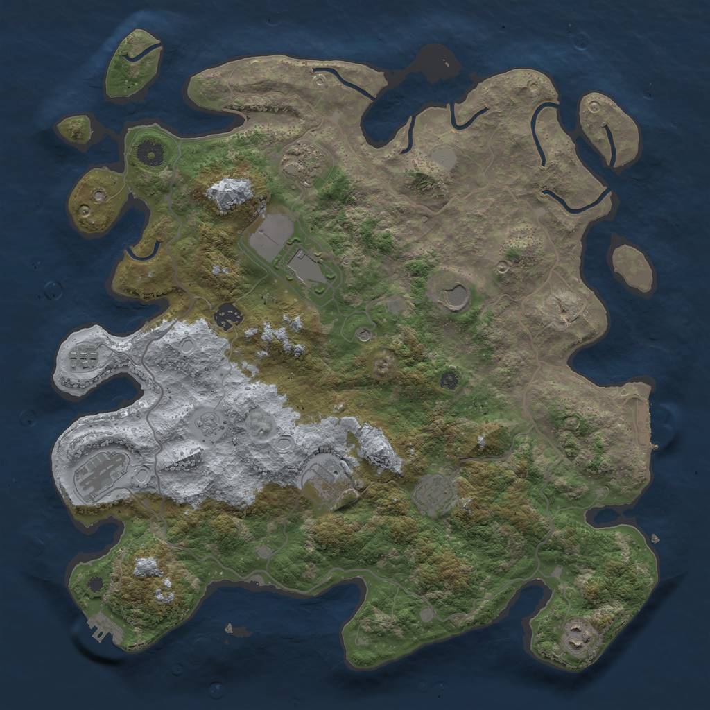 Rust Map: Procedural Map, Size: 4000, Seed: 650931, 18 Monuments