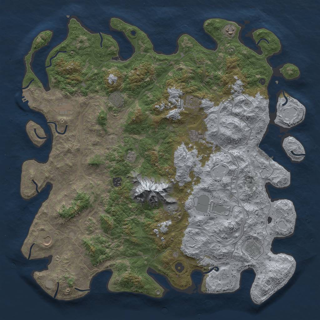 Rust Map: Procedural Map, Size: 5000, Seed: 1902302799, 20 Monuments
