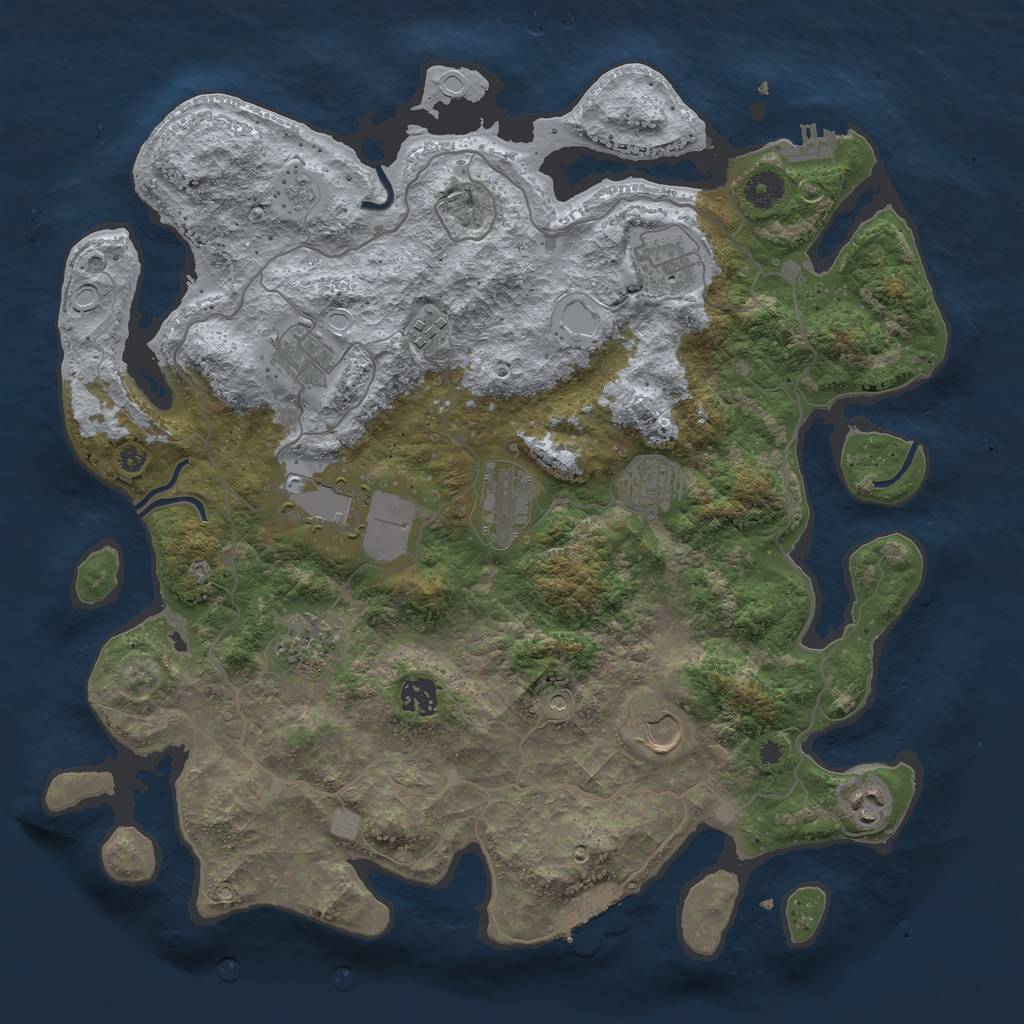 Rust Map: Procedural Map, Size: 4000, Seed: 53353105, 19 Monuments