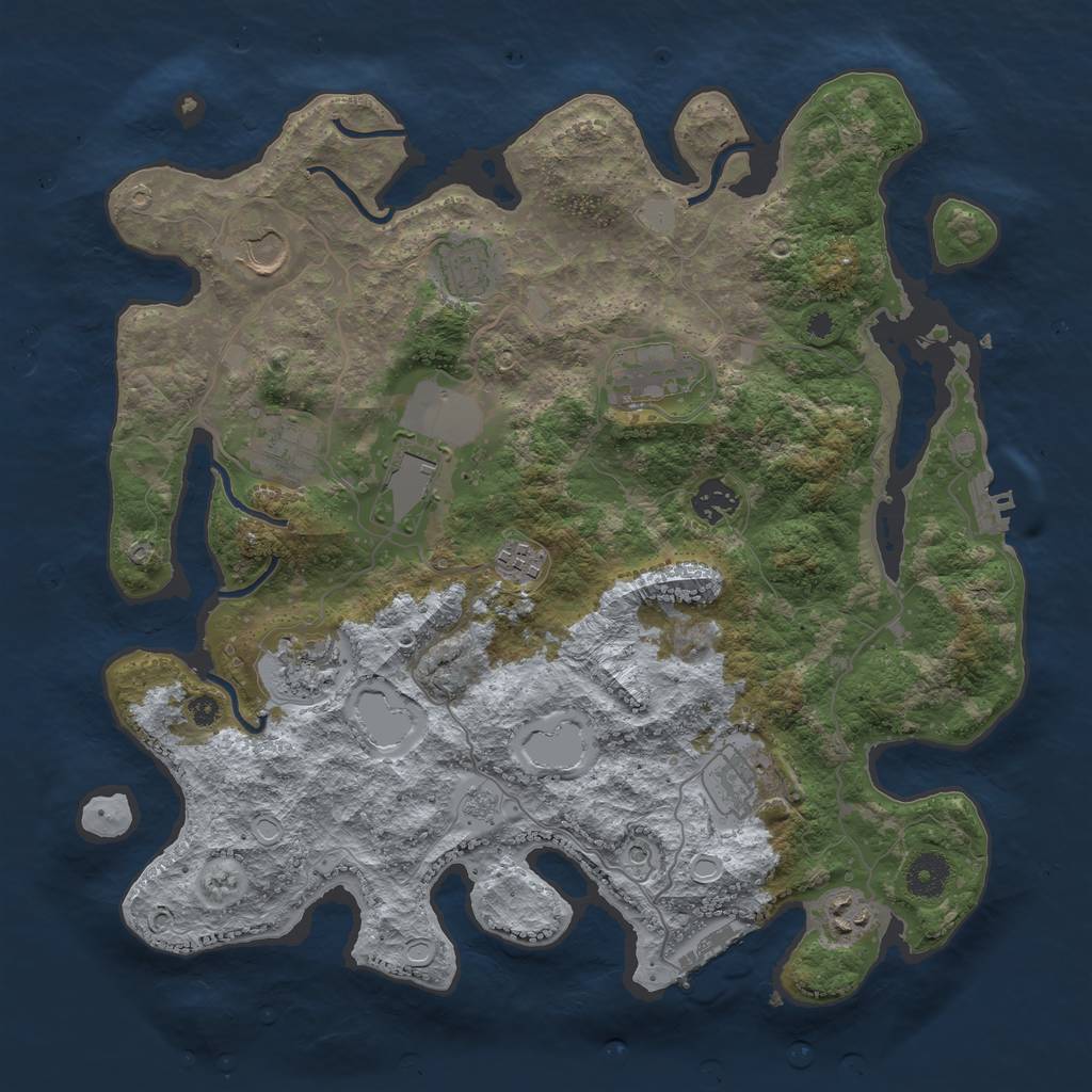 Rust Map: Procedural Map, Size: 3750, Seed: 418009333, 19 Monuments