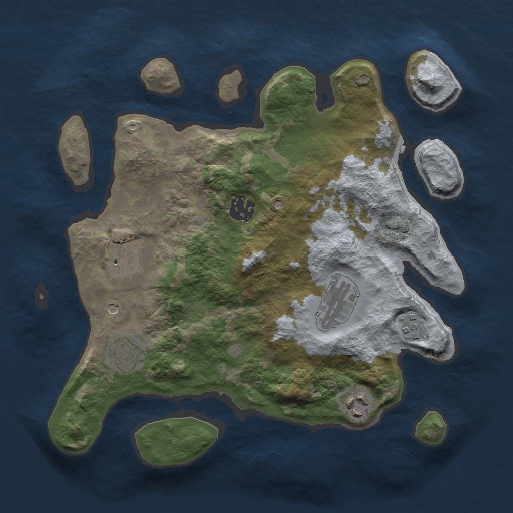 Rust Map: Barren, Size: 3000, Seed: 773555375, 9 Monuments