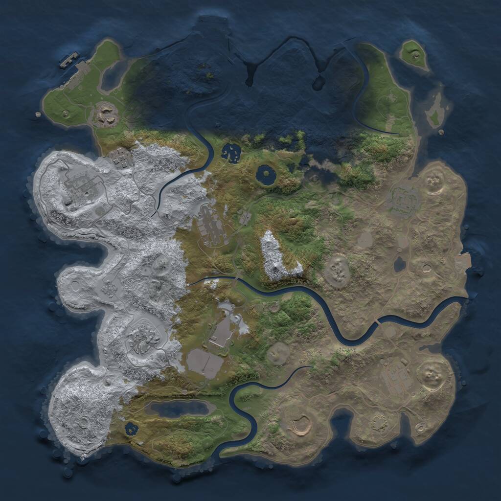 Rust Map: Procedural Map, Size: 3750, Seed: 344030244, 17 Monuments
