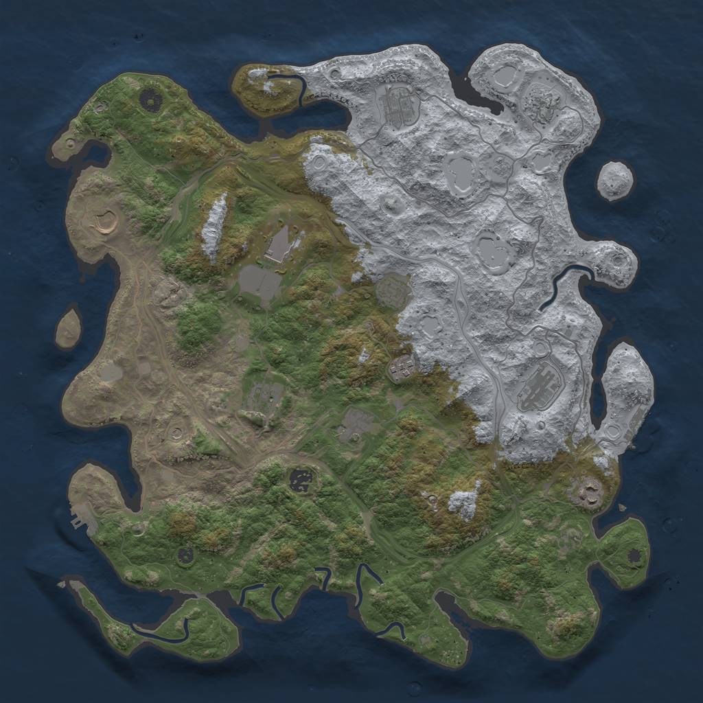 Rust Map: Procedural Map, Size: 4500, Seed: 160346804, 20 Monuments