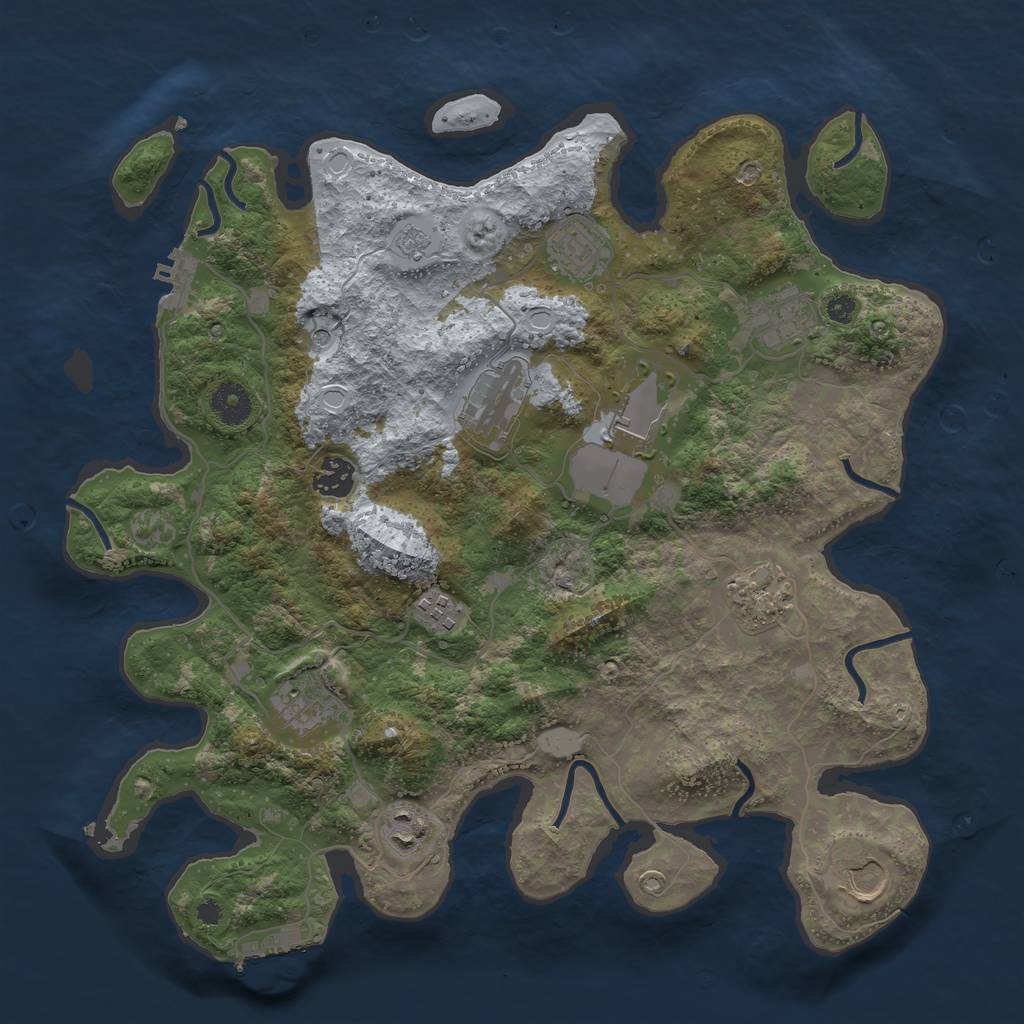 Rust Map: Procedural Map, Size: 3700, Seed: 590850233, 19 Monuments