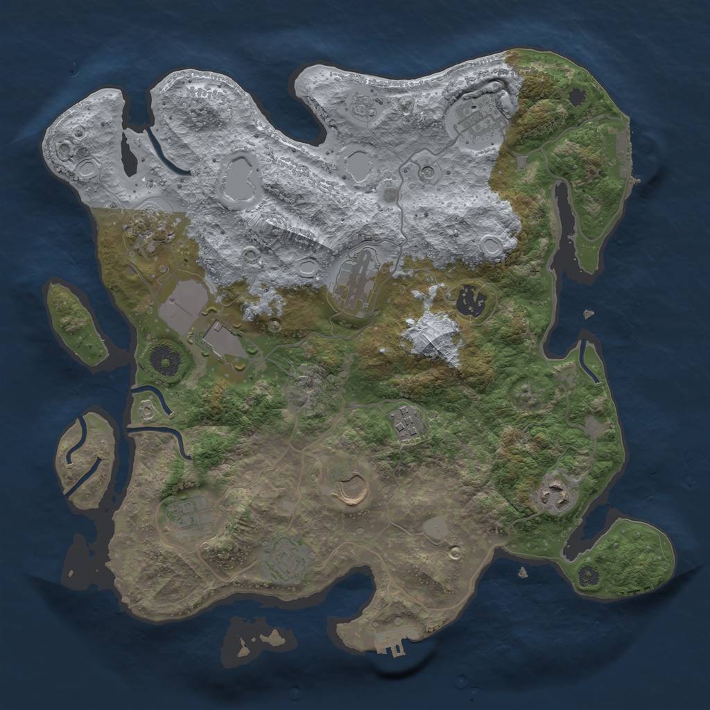 Rust Map: Procedural Map, Size: 3500, Seed: 1016635791, 19 Monuments