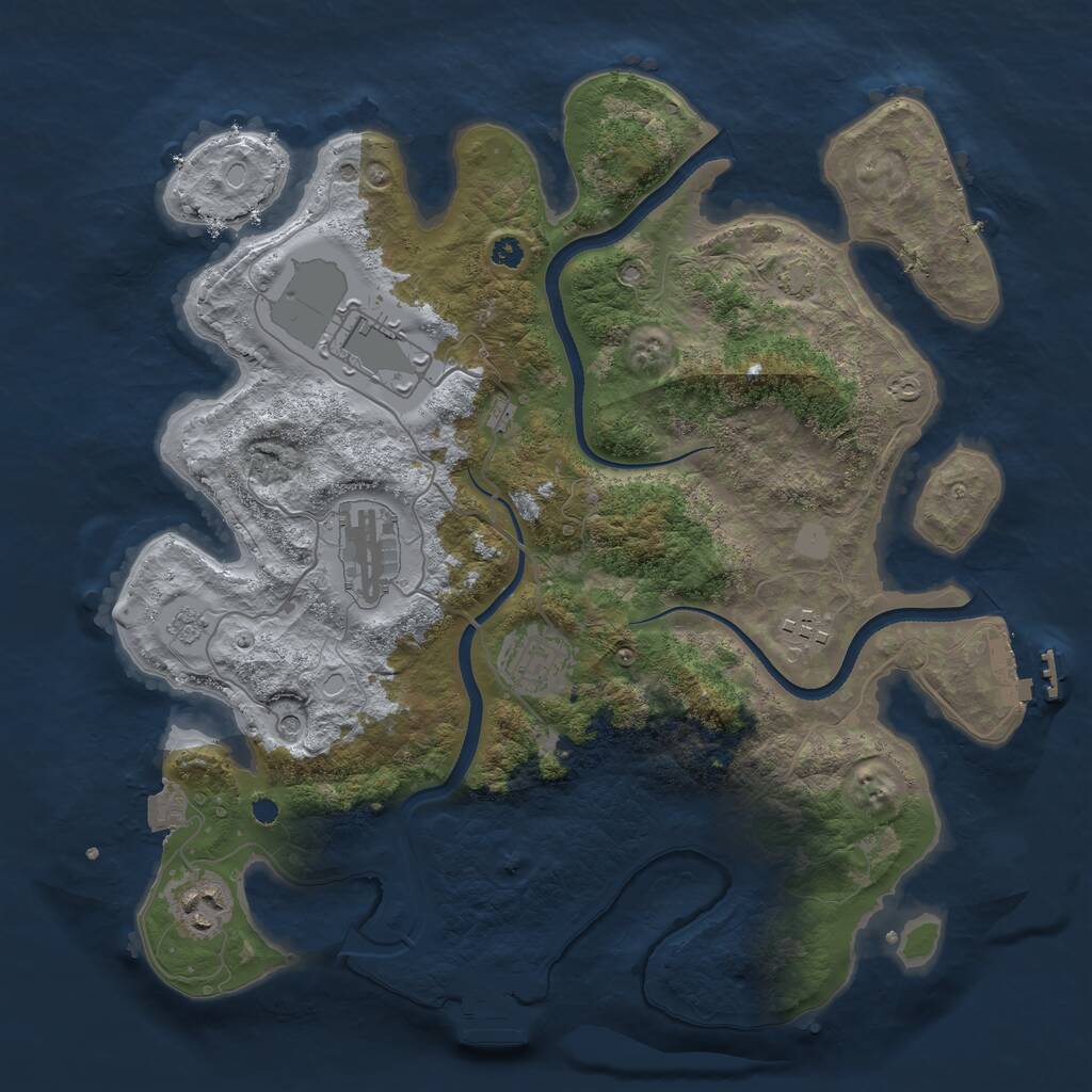 Rust Map: Procedural Map, Size: 3500, Seed: 1148584749, 11 Monuments