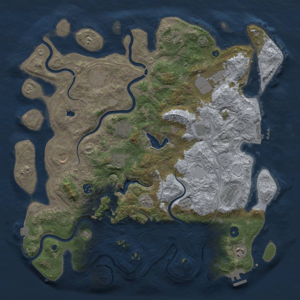 Rust Map: Procedural Map, Size: 4450, Seed: 1588342419, 17 Monuments