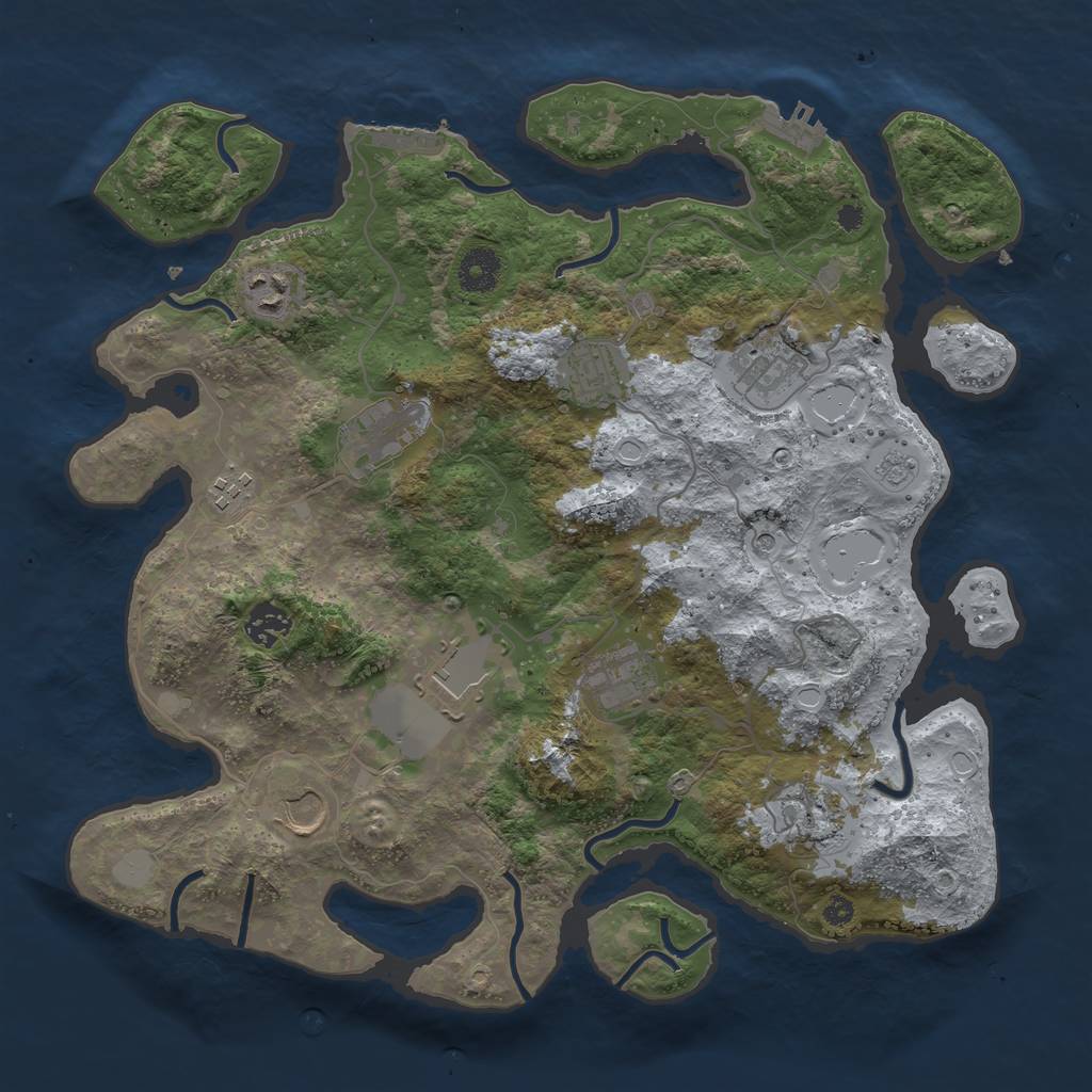 Rust Map: Procedural Map, Size: 3700, Seed: 1667694213, 19 Monuments