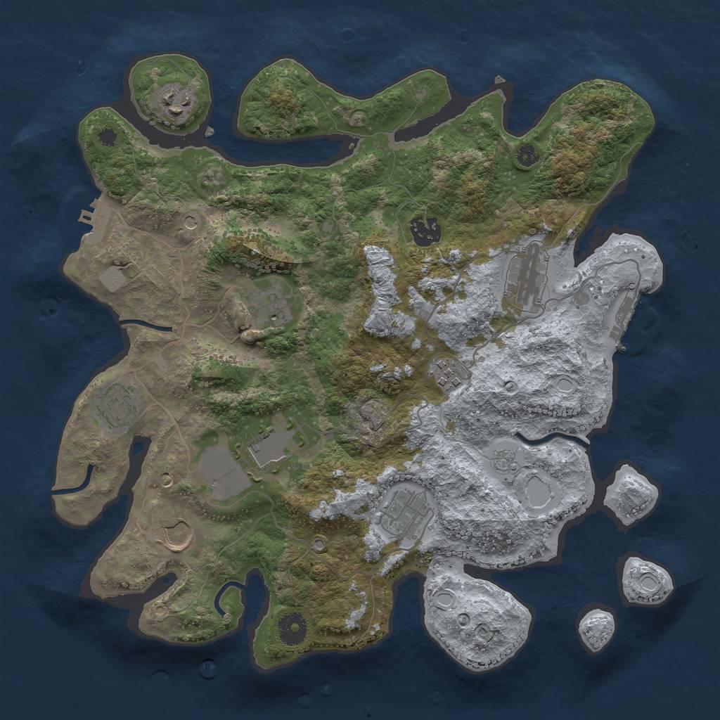 Rust Map: Procedural Map, Size: 3500, Seed: 107254314, 18 Monuments