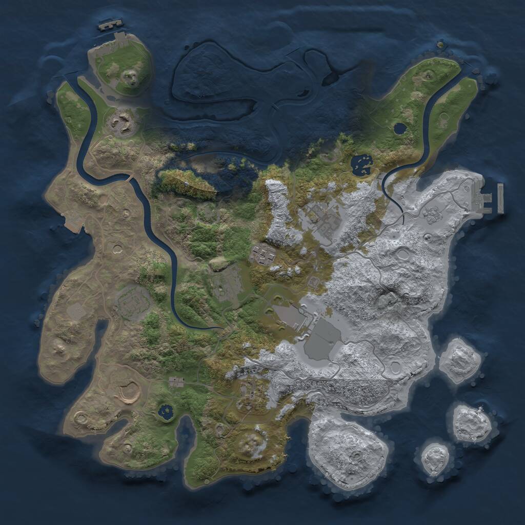 Rust Map: Procedural Map, Size: 3500, Seed: 107254314, 15 Monuments