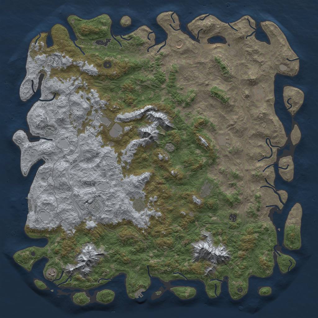 Rust Map: Procedural Map, Size: 6000, Seed: 265245654, 20 Monuments