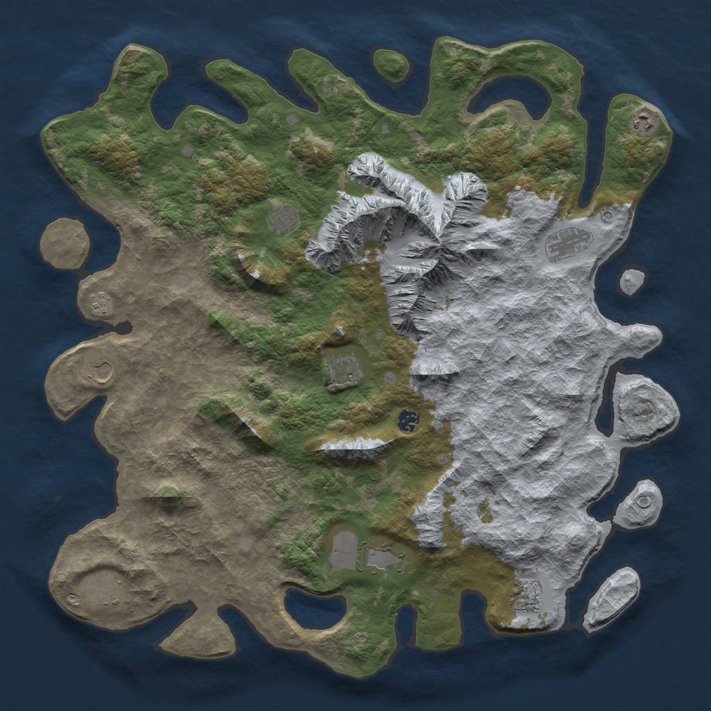 Rust Map: Barren, Size: 5000, Seed: 109275723, 13 Monuments