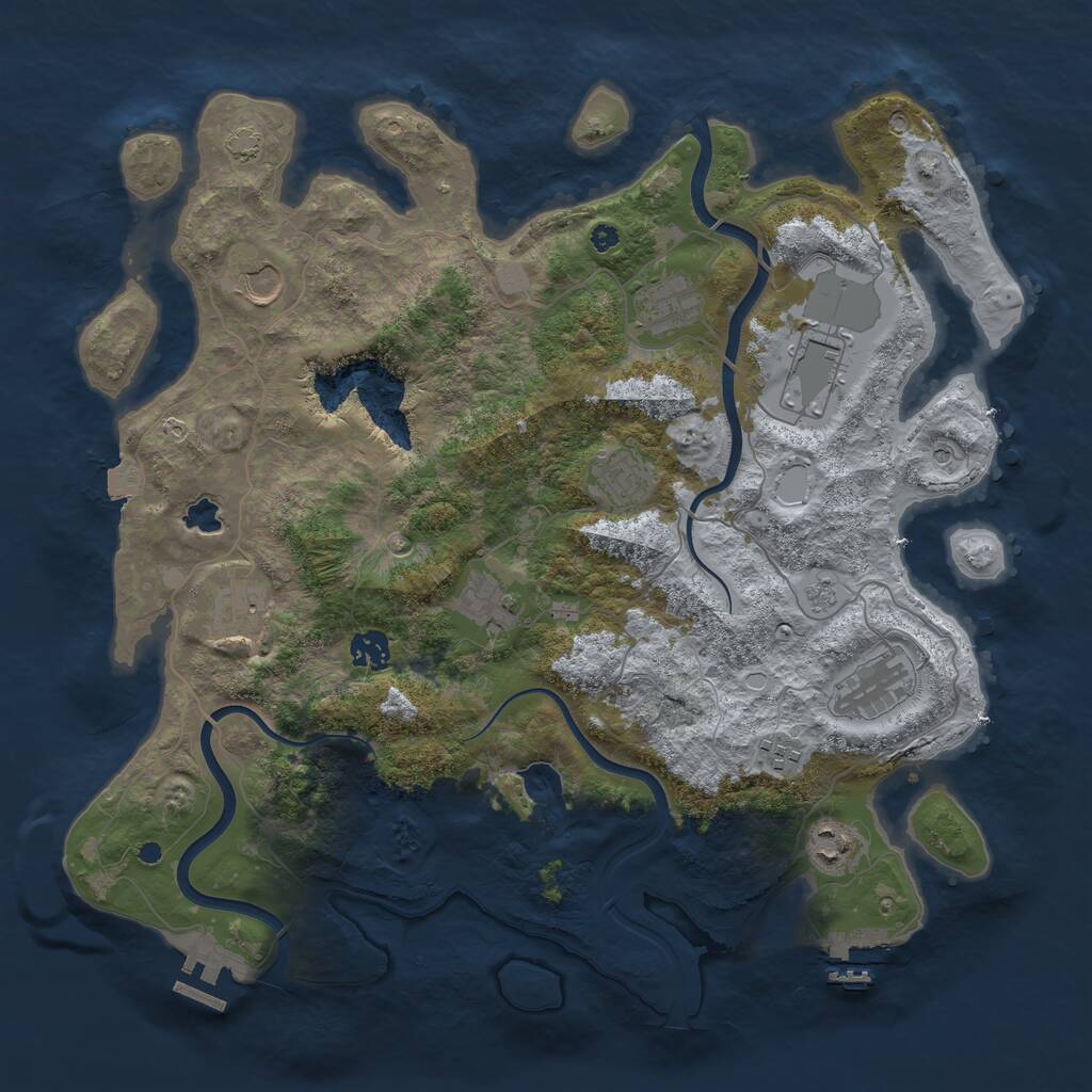 Rust Map: Procedural Map, Size: 4000, Seed: 524288, 16 Monuments