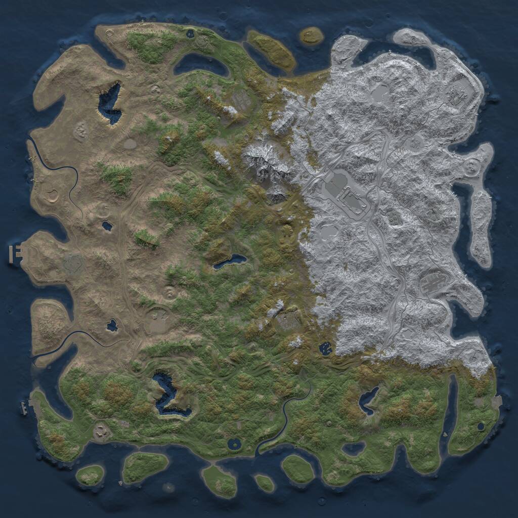 Rust Map: Procedural Map, Size: 6000, Seed: 1361445304, 17 Monuments