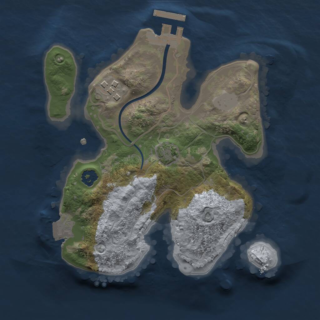 Rust Map: Procedural Map, Size: 2000, Seed: 232456, 4 Monuments