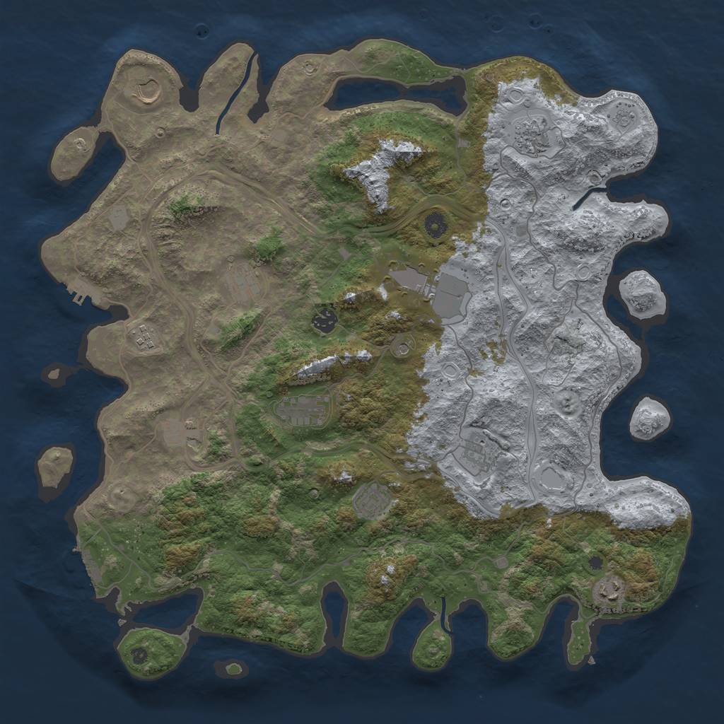 Rust Map: Procedural Map, Size: 4500, Seed: 1034519227, 20 Monuments