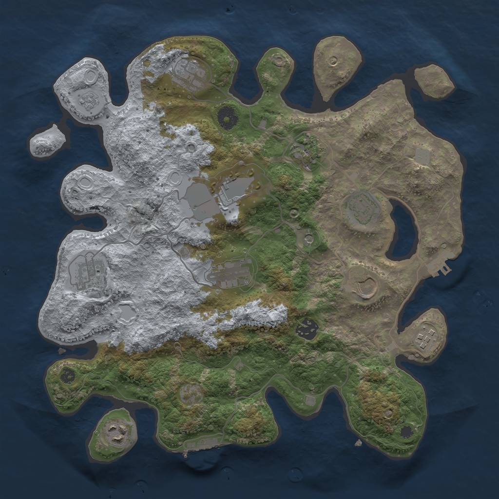 Rust Map: Procedural Map, Size: 3500, Seed: 661798665, 19 Monuments