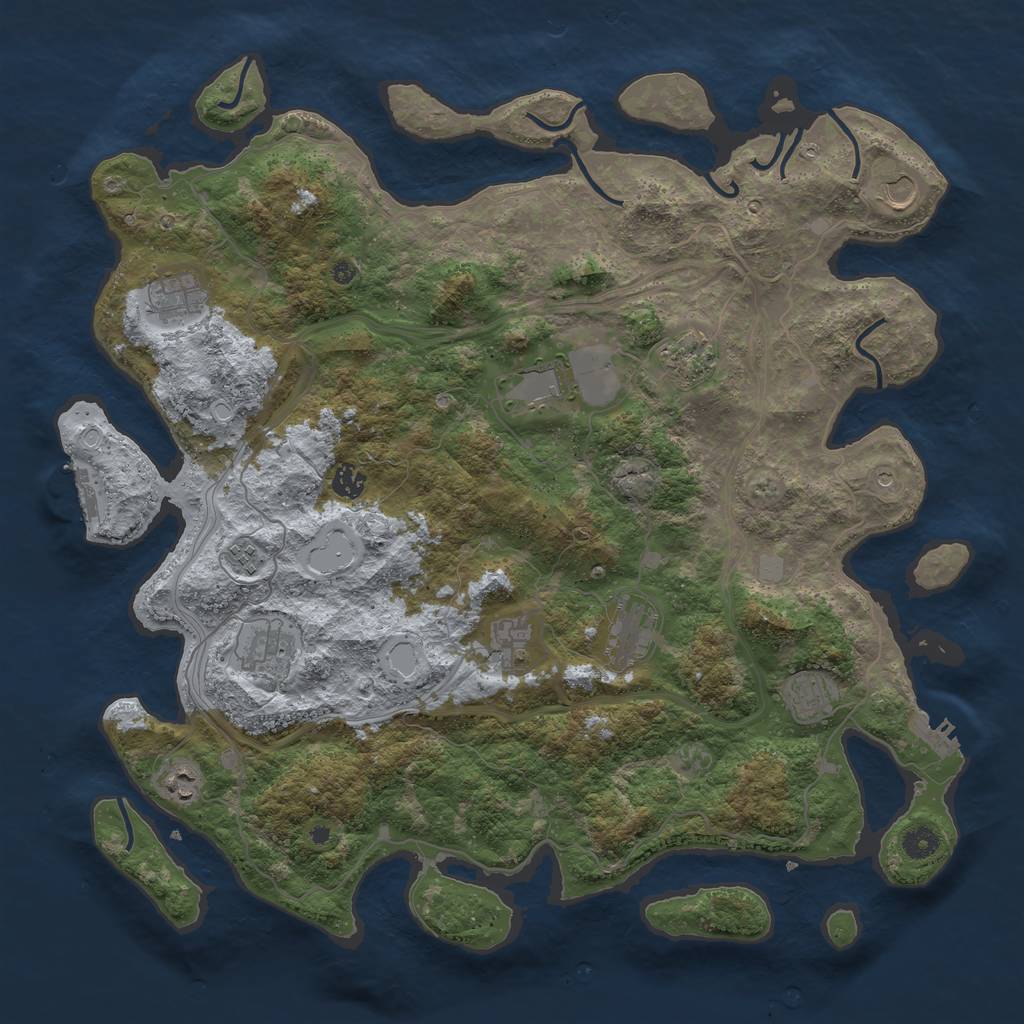 Rust Map: Procedural Map, Size: 4500, Seed: 610952, 19 Monuments