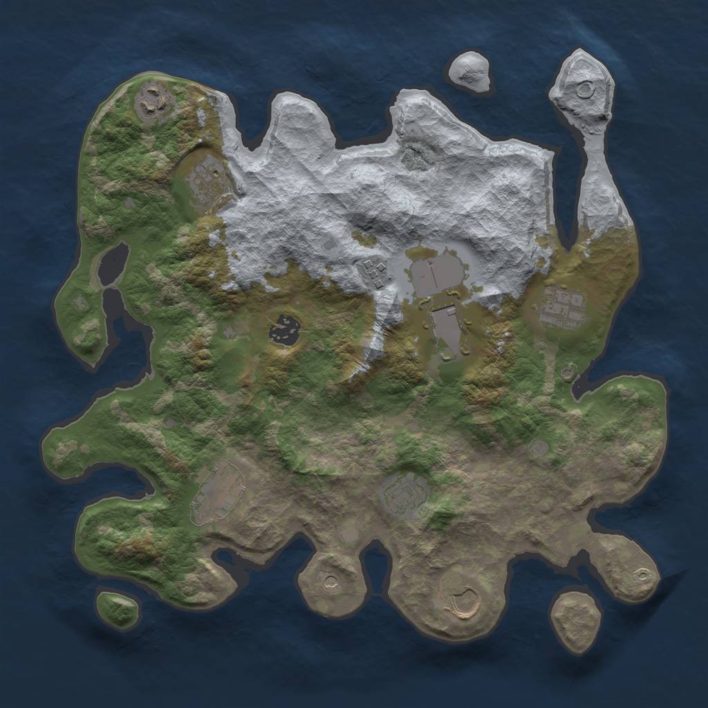 Rust Map: Barren, Size: 3500, Seed: 778373613, 12 Monuments