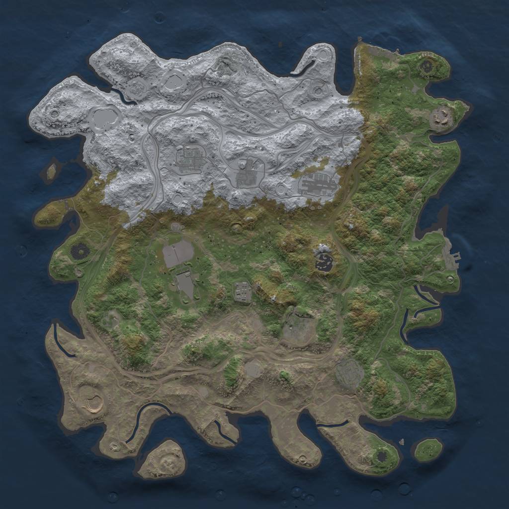 Rust Map: Procedural Map, Size: 4300, Seed: 874561, 19 Monuments