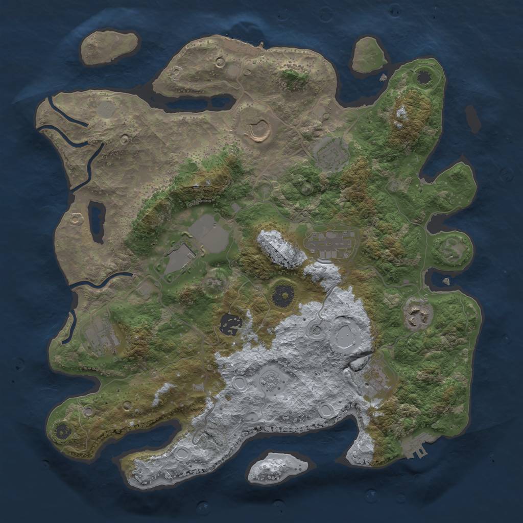 Rust Map: Procedural Map, Size: 3500, Seed: 76614904, 17 Monuments