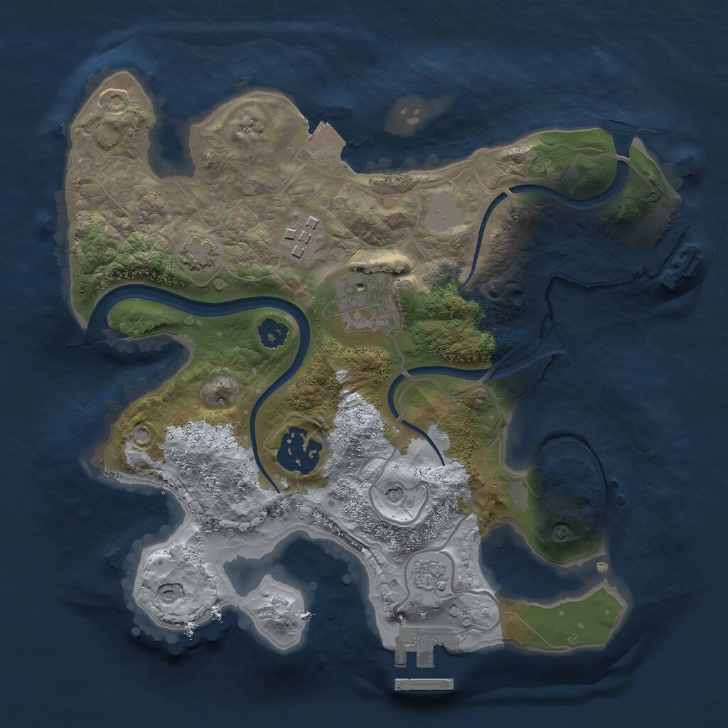 Rust Map: Procedural Map, Size: 2500, Seed: 1438297555, 9 Monuments