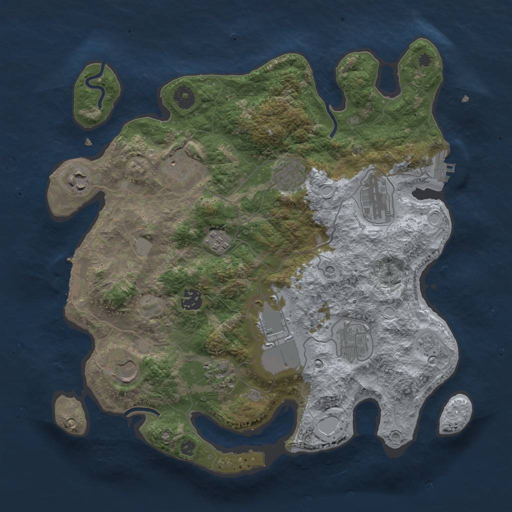 Rust Map: Procedural Map, Size: 3500, Seed: 343767232, 19 Monuments